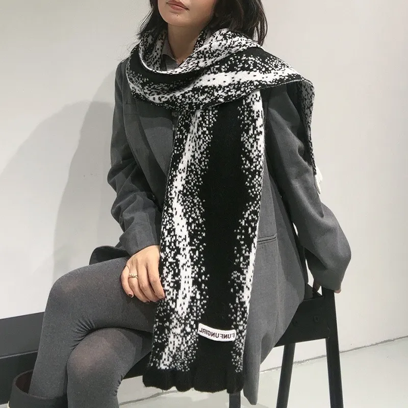 PISHUSHU Wool Blend Knit Scarves Unisex-1