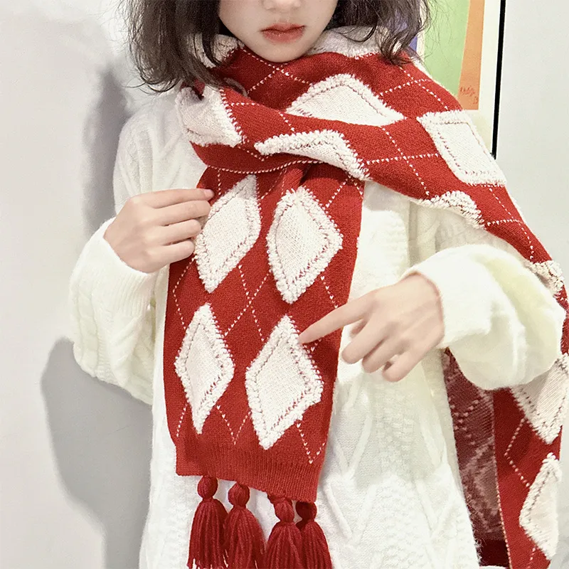 PISHUSHU Acrylic Knit Scarves Unisex-4