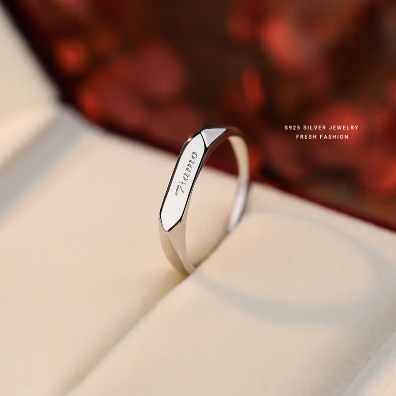 PISHUSHU 925 Sterling Silver Rings Unisex Silver-3