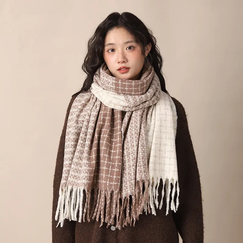 PISHUSHU Polyester Knit Scarves Unisex Twilight Gray Purple-3