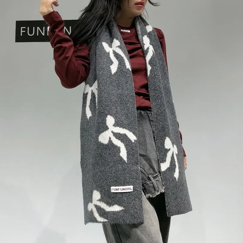 PISHUSHU Wool Blend Knit Scarves Women's-1