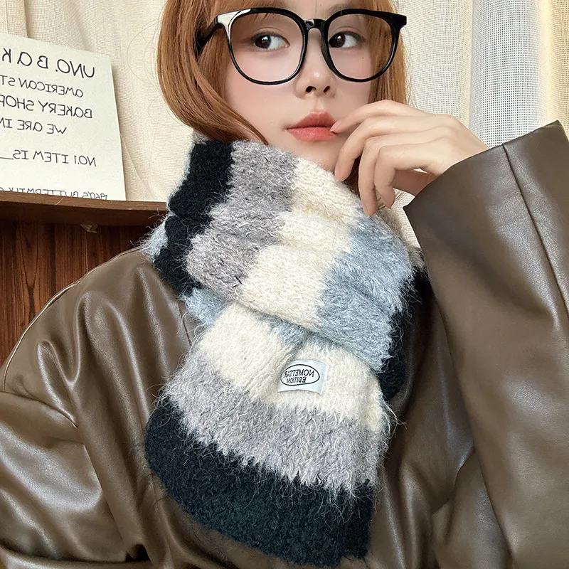 PISHUSHU Wool Blend Knit Scarves Unisex-7