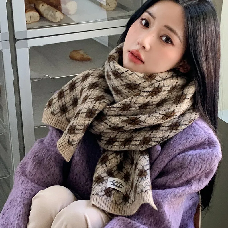 PISHUSHU Cotton Knit Scarves Unisex-2