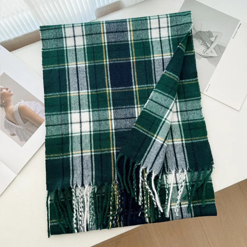 PISHUSHU Polyester Knit Scarves Unisex Red Green-7