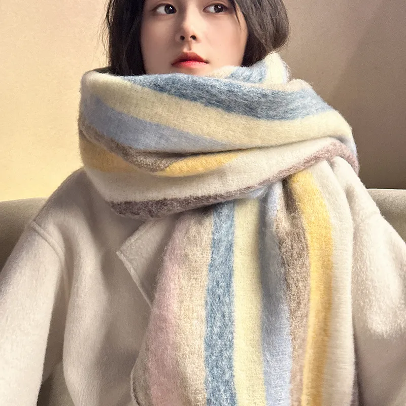 PISHUSHU Polyester Knit Scarves Unisex-5