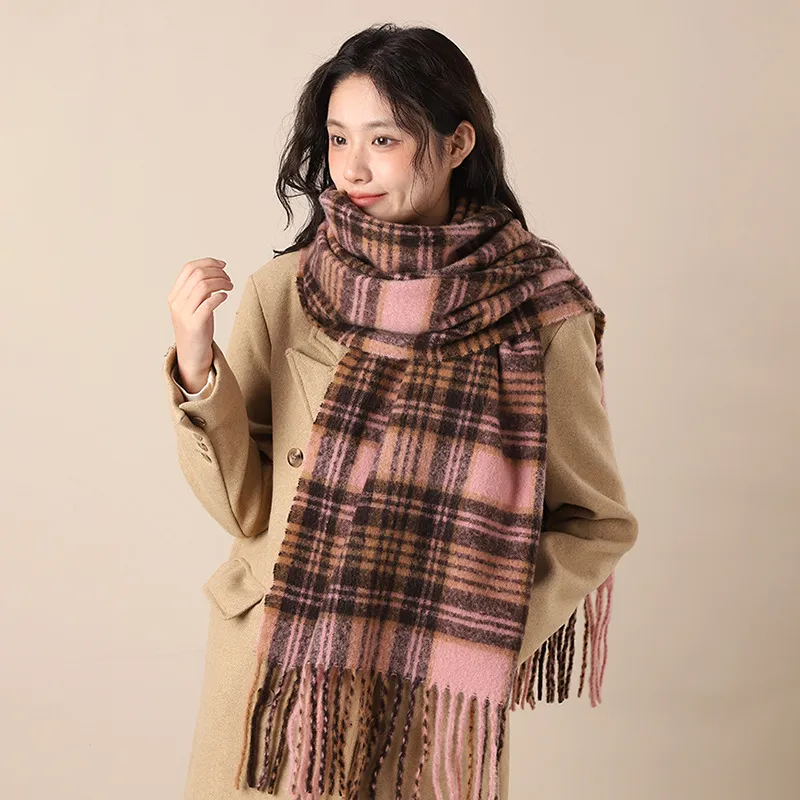 PISHUSHU Polyester Knit Scarves Unisex Blue Green Pink Purple-5