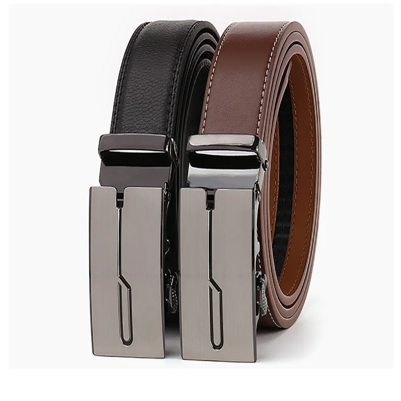 PISHUSHU Cow Leather Belts Men's Black Brown Width 4cm-3