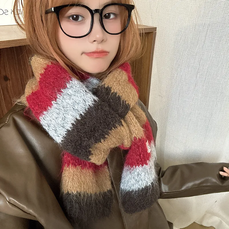 PISHUSHU Wool Blend Knit Scarves Unisex-1