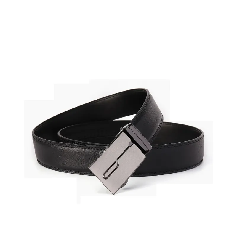 PISHUSHU Cow Leather Belts Men's Black Brown Width 4cm-1