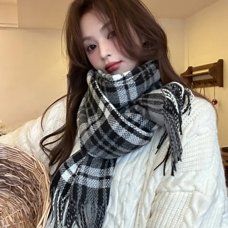 PISHUSHU Polyester Knit Scarves Unisex Pink-9