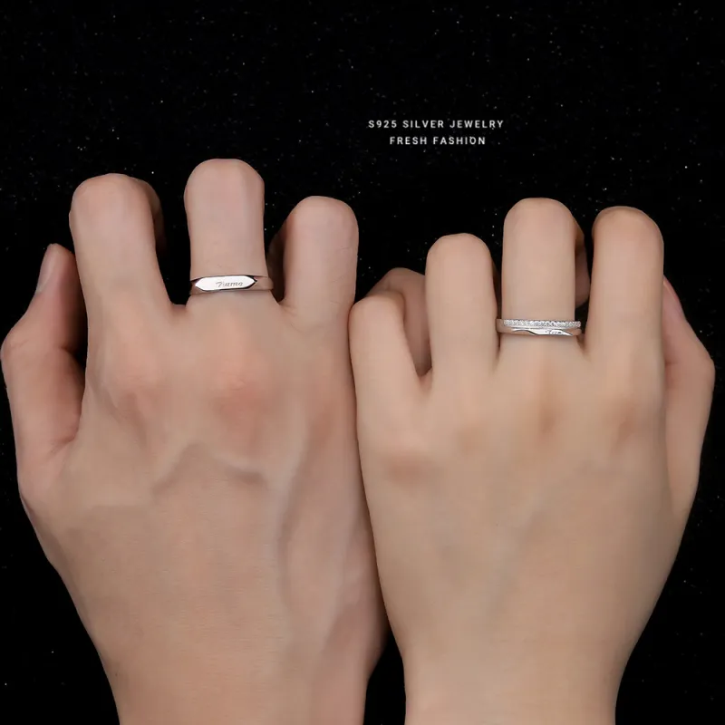 PISHUSHU 925 Sterling Silver Rings Unisex Silver-4