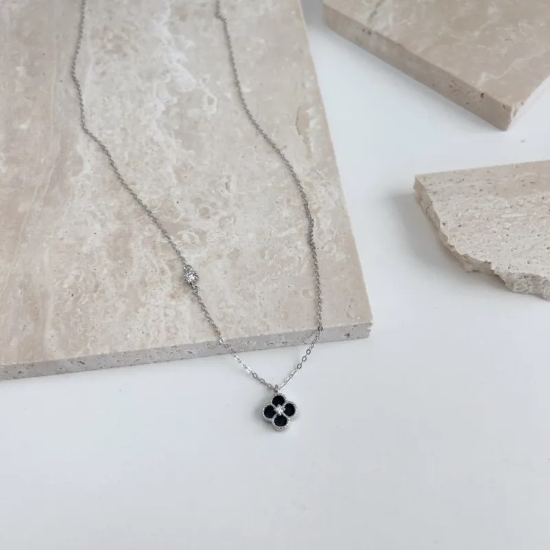 KAILEIFU S925 Silver Necklaces Women's Black/White-6