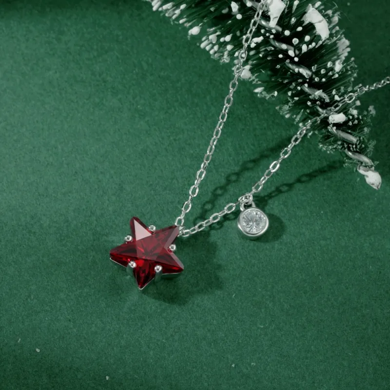 KAILEIFU S925 Silver Necklaces Women's Red-3