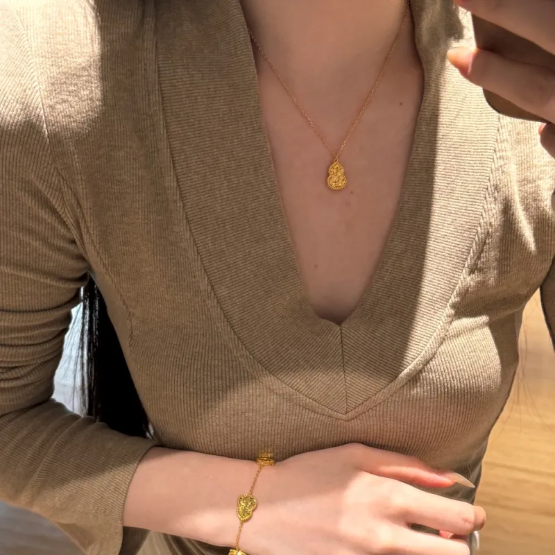 KAILEIFU S925 Silver Necklaces Women's Gold-4