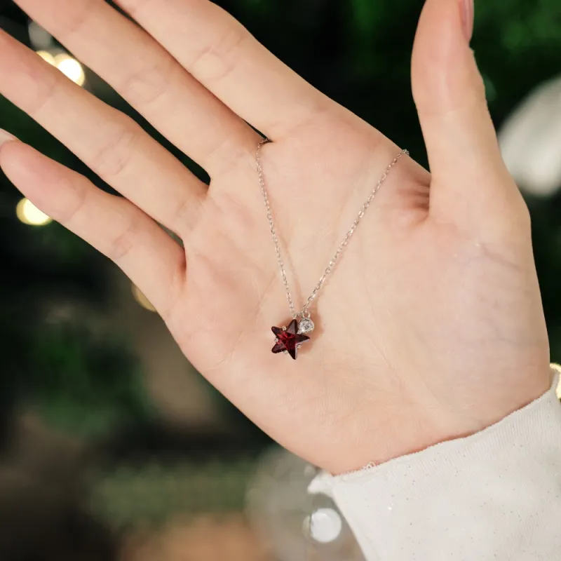 KAILEIFU S925 Silver Necklaces Women's Red-4