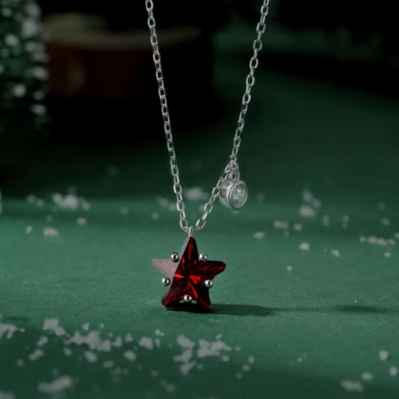 KAILEIFU S925 Silver Necklaces Women's Red-2