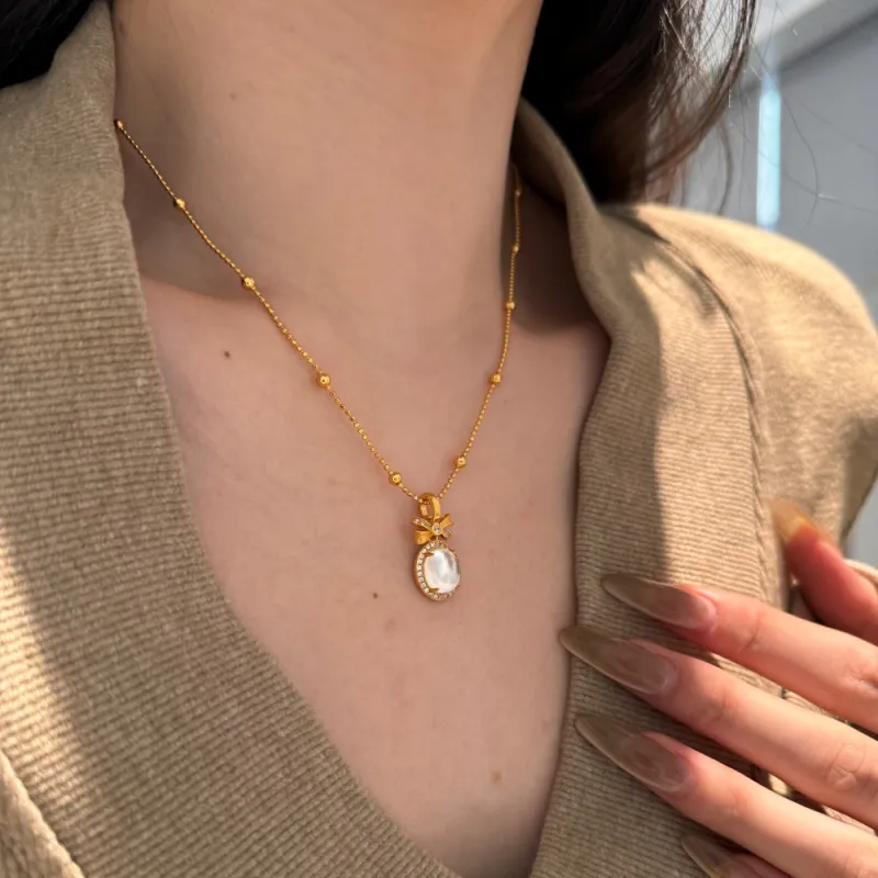 KAILEIFU S925 Silver Necklaces Women's Gold-4