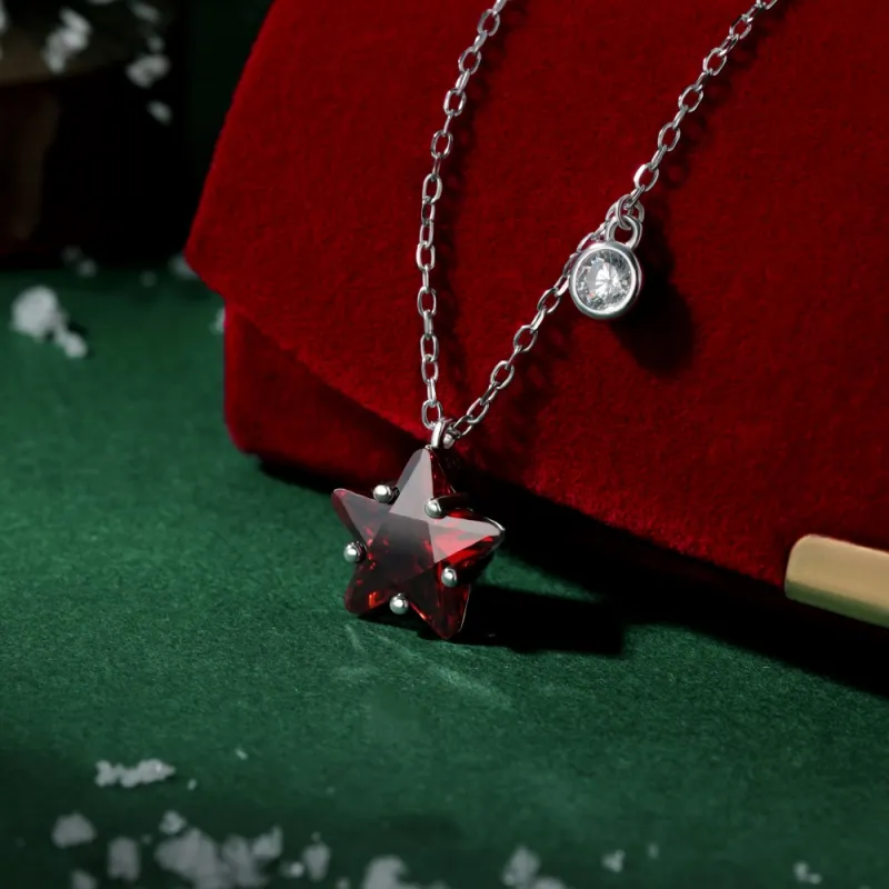 KAILEIFU S925 Silver Necklaces Women's Red-1