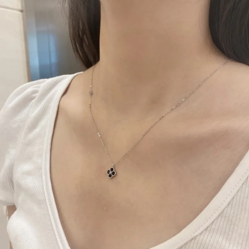 KAILEIFU S925 Silver Necklaces Women's Black/White-7