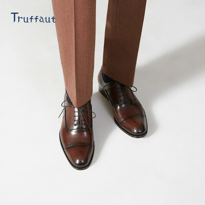 TRUFFAUT Vintage Polished Oxford Shoes Dress Shoes Men's Coffee Brown-5