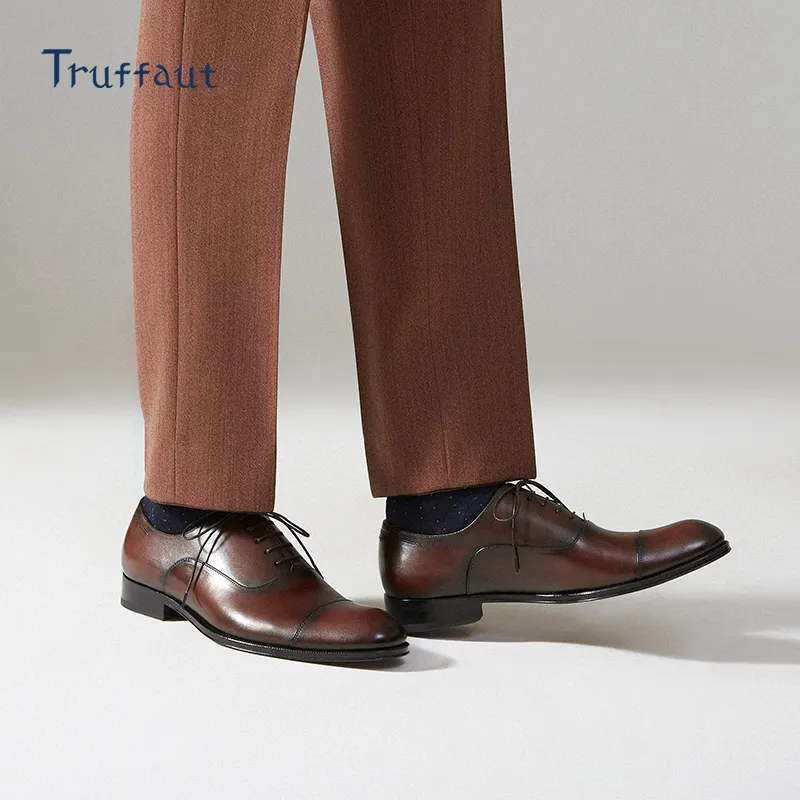 TRUFFAUT Vintage Polished Oxford Shoes Dress Shoes Men's Coffee Brown-11