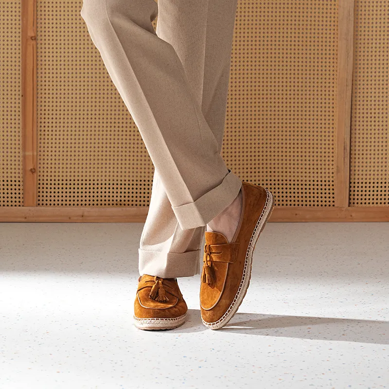 TRUFFAUT Light And Soft Jute Sole Fringe Espadrilles Casual Shoes Men's-27