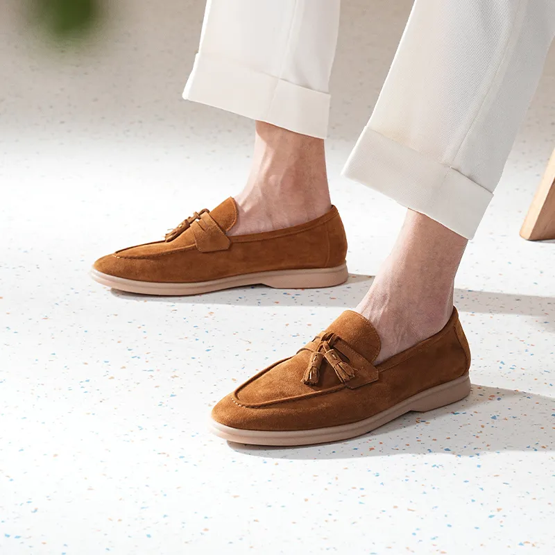 TRUFFAUT Soft Sole Breathable Fringe Slip on Loafers Men's-10