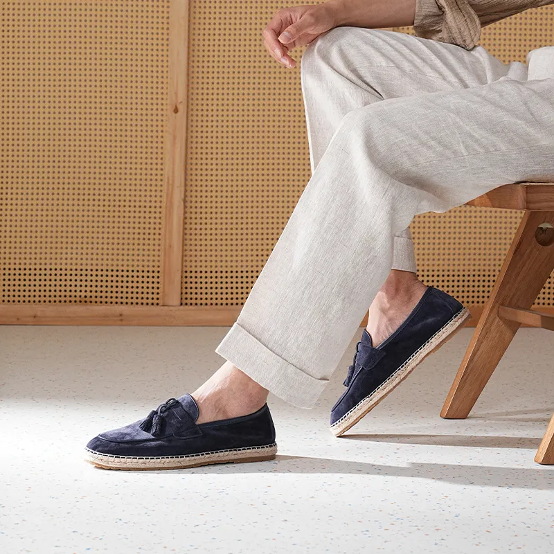 TRUFFAUT Light And Soft Jute Sole Fringe Espadrilles Casual Shoes Men's-33