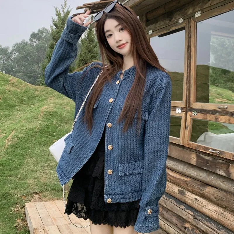 Icicofficial Denim Jacket Women's Washed Blue-4