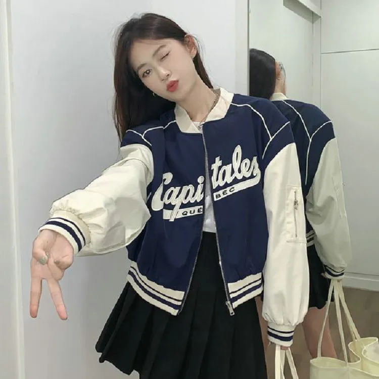 Icicofficial Baseball Jacket Women's Navy Blue-3