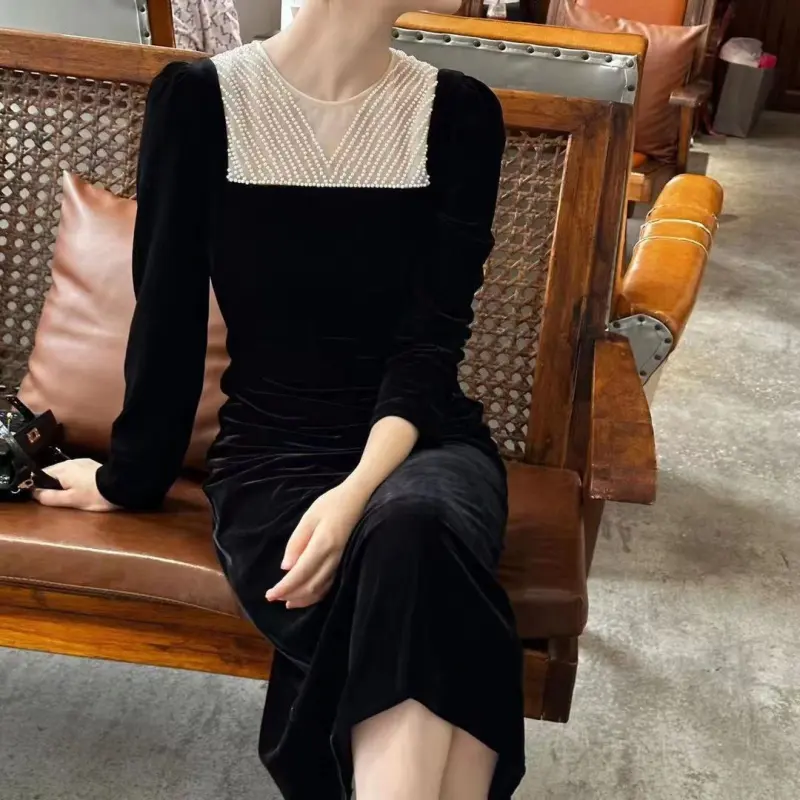 Icicofficial Long Sleeved Dresses Women's Black-2