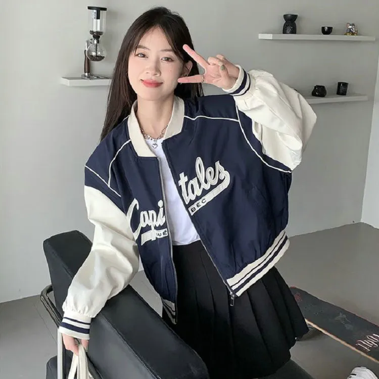 Icicofficial Baseball Jacket Women's Navy Blue-4