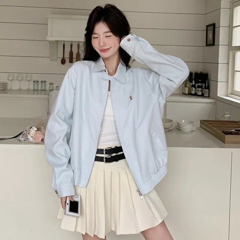 Icicofficial Cropped Coat Women's Blue-5
