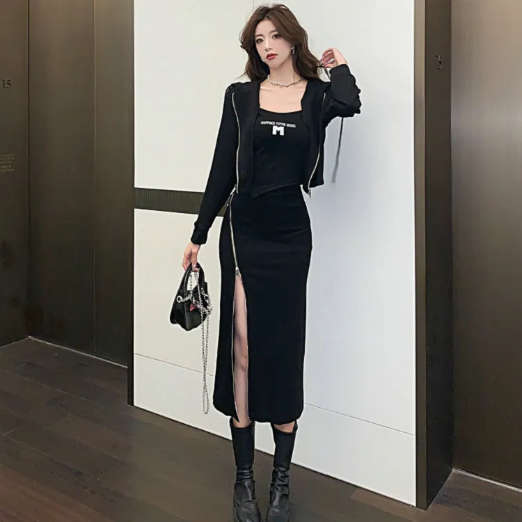 Icicofficial Skirt Set Women's Urban-Chic Black-2