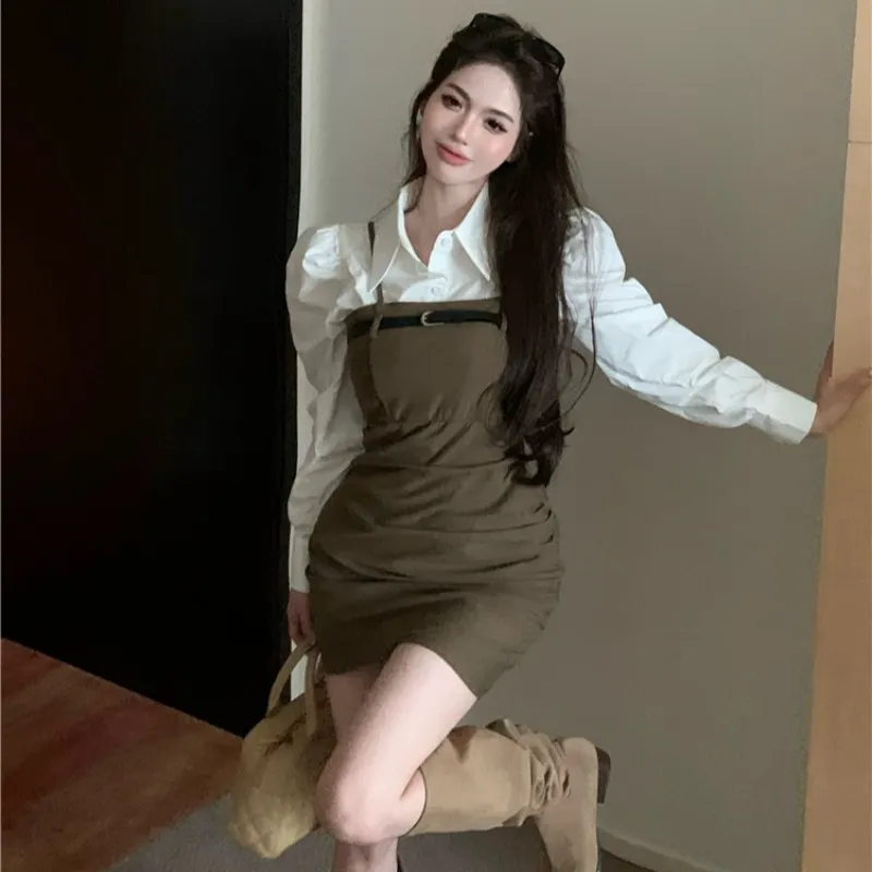 Icicofficial Skirt Set Women's Coffee-4