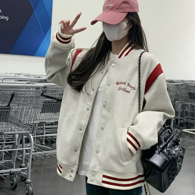 Icicofficial Baseball Jacket Women's Oat Collision Burgundy-12