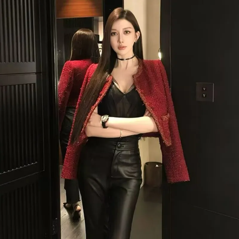 Icicofficial Cropped Coats Women's Red [Coat]-6