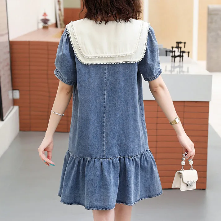 Icicofficial Short-Sleeved Dresses Women's Blue-3