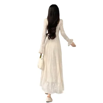 Icicofficial Long Sleeved Dresses Women's Beige Apricot