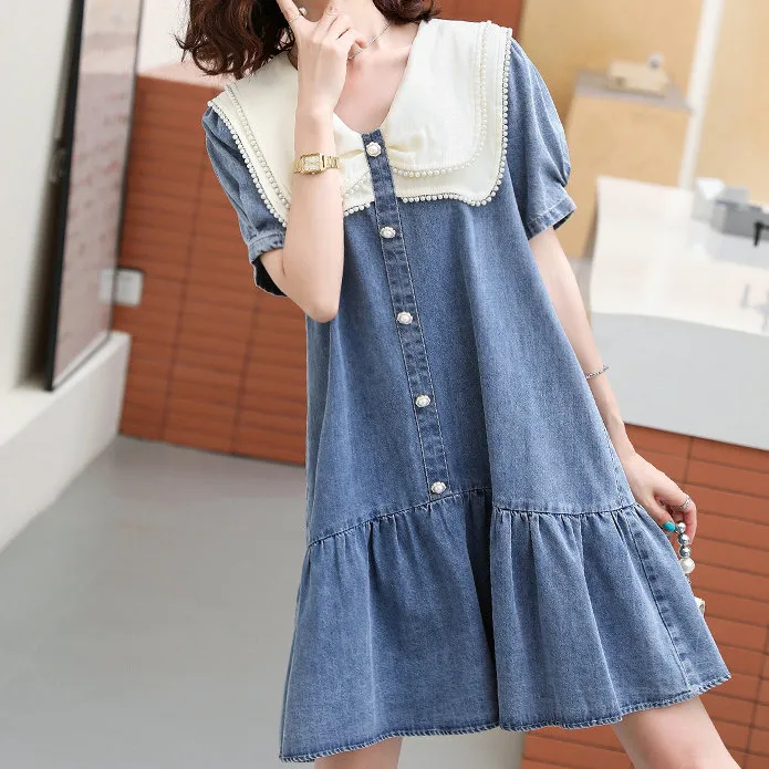 Icicofficial Short-Sleeved Dresses Women's Blue-2