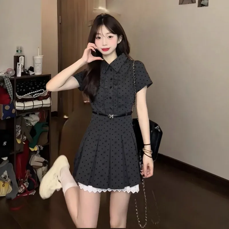 Icicofficial Short Sleeved Dress Women's Gray Dress-3