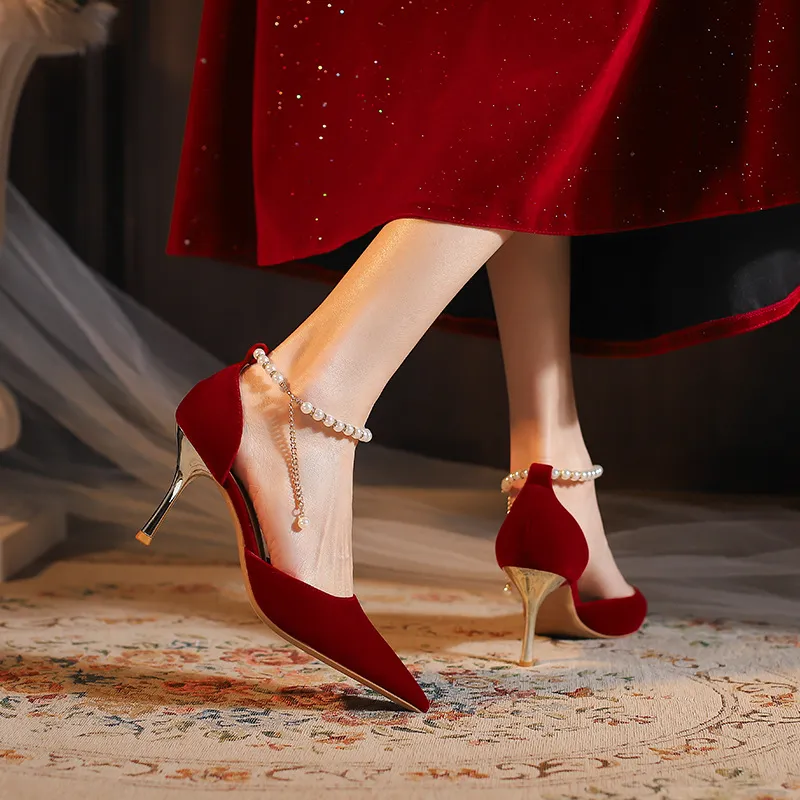 MCKP High Heels Women's Burgundy-3