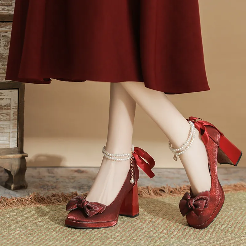 MCKP Chunky Heel High Heels 7cm Women's-3