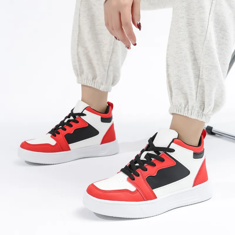 MCKP Slip Resistant High Top Vintage Basketball Shoes Men's White Red-3