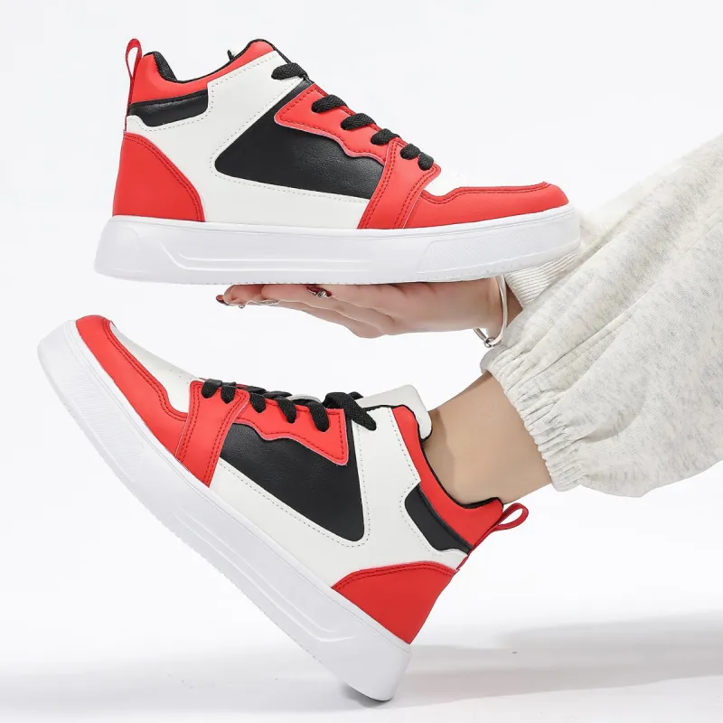 MCKP Slip Resistant High Top Vintage Basketball Shoes Men's White Red-4