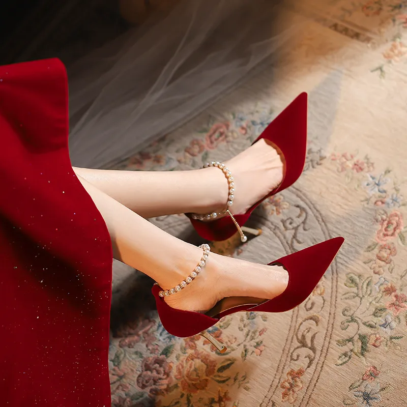 MCKP High Heels Women's Burgundy-2