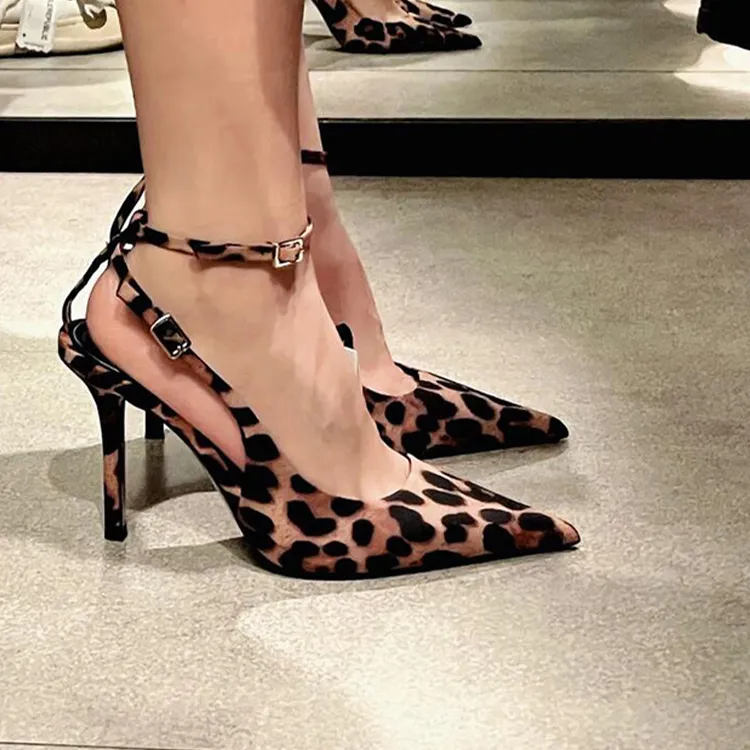 MCKP Slim Heel High Heels 8cm Women's Leopard Print-1