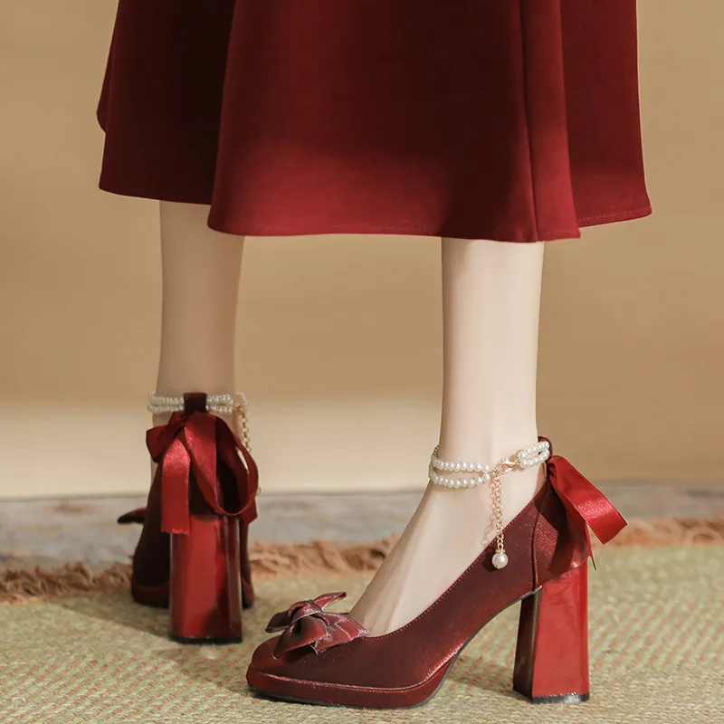 MCKP Chunky Heel High Heels 7cm Women's-4