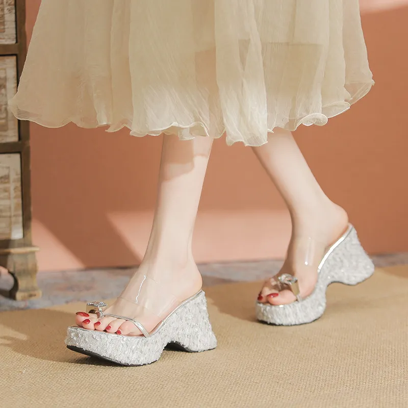 MCKP Slide Slippers Women's Black/Silver/Champagne-2