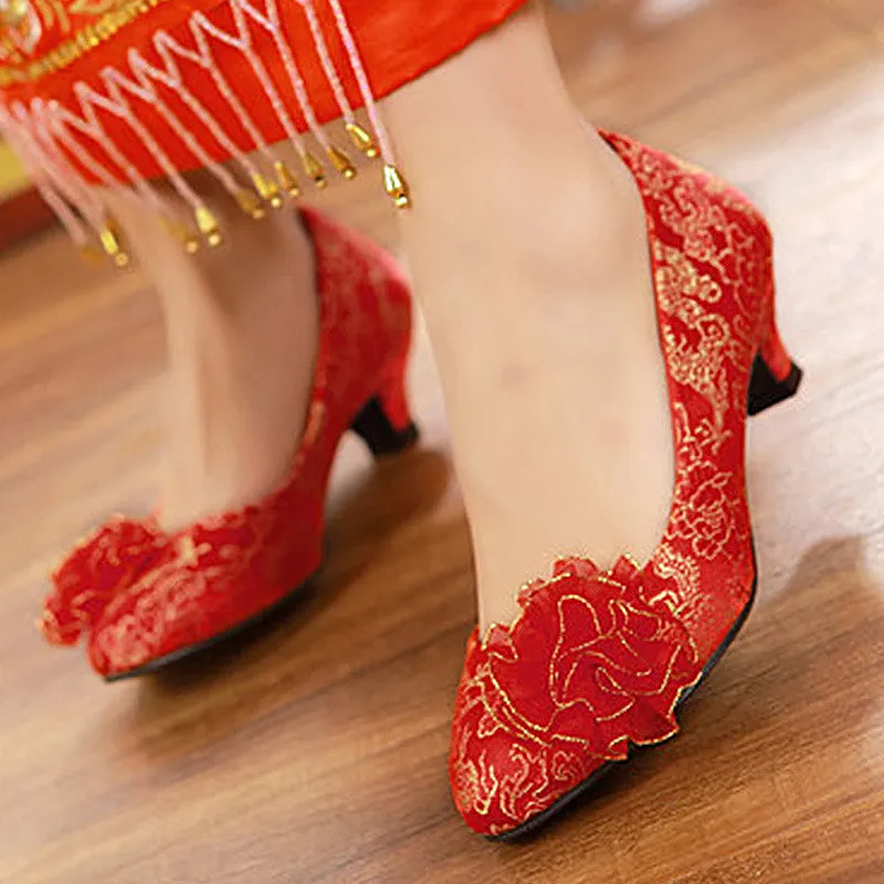 MCKP Slim Heel High Heels Women's Red-4